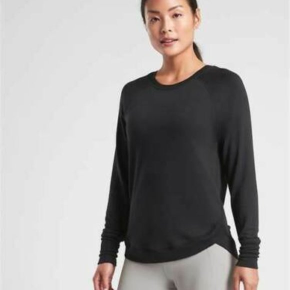 Athleta Tops - ATHLETA Mindset Soft Tulip Edged Side Sweatshirt In Black